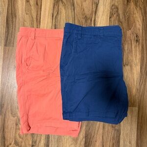 Coral and Navy Blue Shorts Set